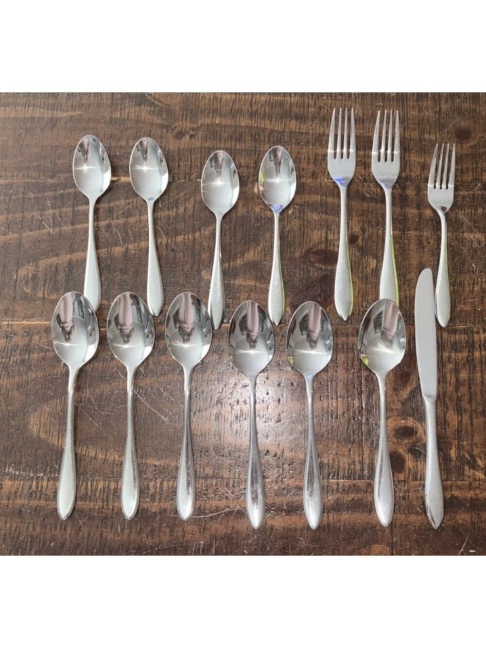 14 Mixed Pieces HAMPTON Erin Stainless Steel Flatware3-Forks, 10 Spoons & 1 Knif